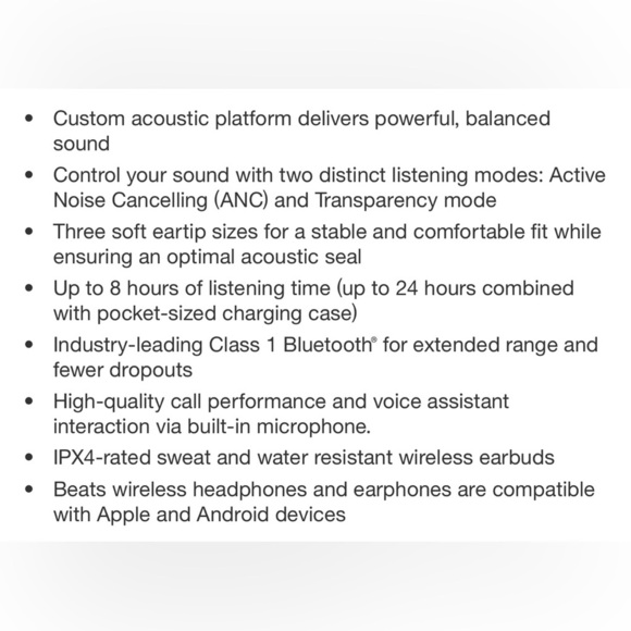 Beats Studio Buds True Wireless Noise Cancelling Bluetooth Earbuds - White - Picture 8 of 8